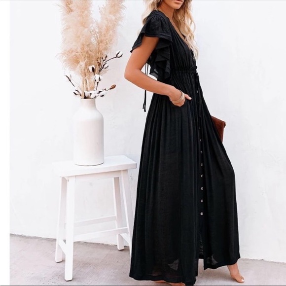 CLOSEOUT FIRM 🌸NEW! Bohemian Long Gauze Maxi Peasant Dress - Picture 6 of 8